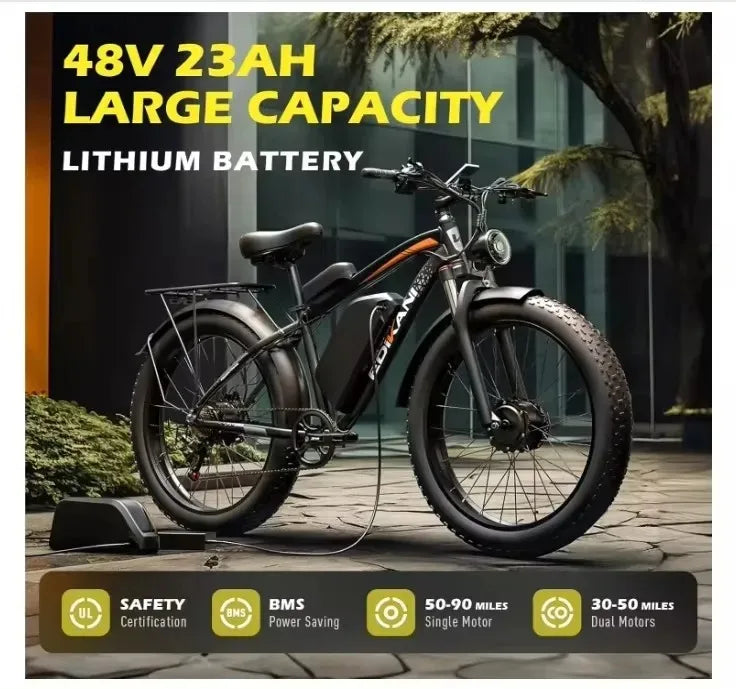 2024 New Electric Bike for Adult 2000W Peak 2500W Dual Motor Ebikes 23Ah 35MPH Fastest Ebike 26&#215;4.0 Fat Tire All Terrain Electri