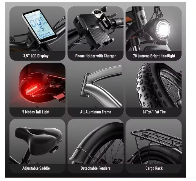 2024 New Electric Bike for Adult 2000W Peak 2500W Dual Motor Ebikes 23Ah 35MPH Fastest Ebike 26&#215;4.0 Fat Tire All Terrain Electri