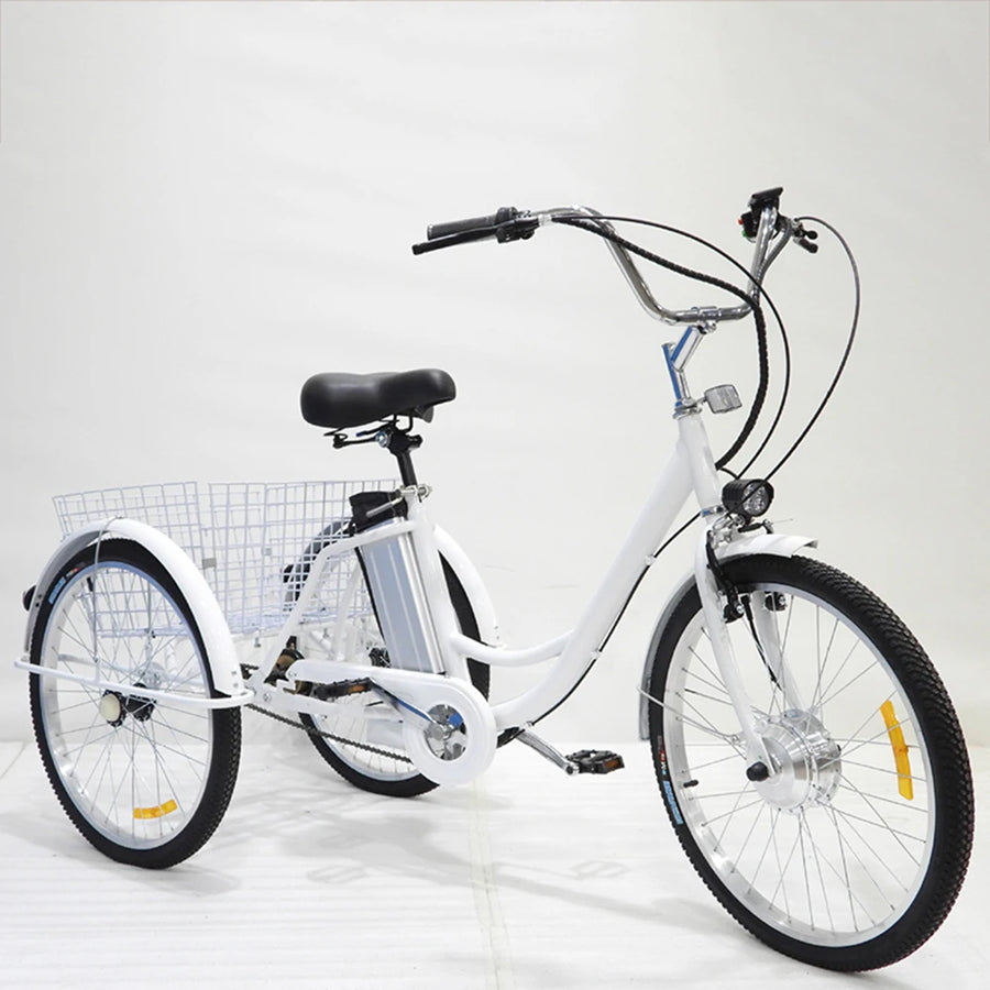 24 Inch Assisted Electric Tricycle For Elderly 350W 36V Three-wheel